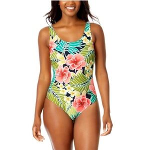 HURLEY One-Piece Swimsuit Pink Poppy Floral Adjustable Straps size small
